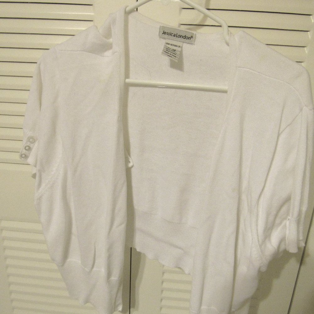 White Cropped Cardigan Plus Size 22/24